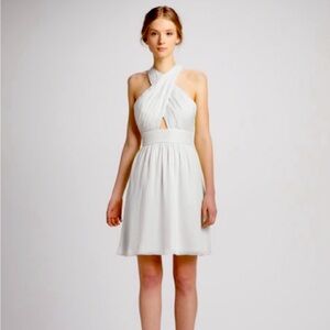 Alice + Olivia Crossover Halter Neck Mini Dress Ivory Fit & Flare